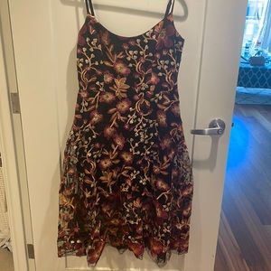 Dress The Population Uma Embroidered Tulle Fit and Flare Dress Size L